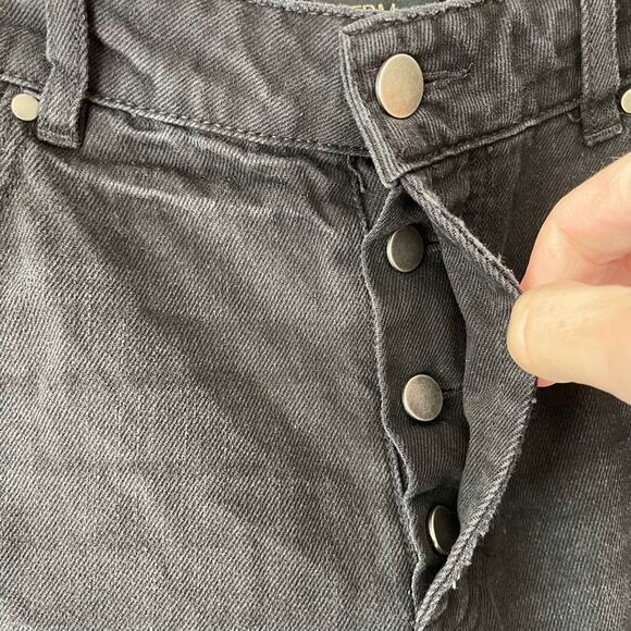 AFRM Washed Black Cyrus High Waist Ankle Ripped Destroyed Button Fly Jeans 28 - Picture 3 of 8